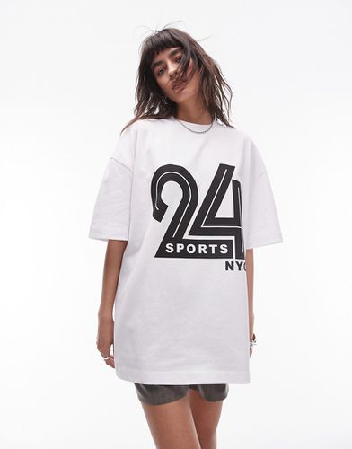 T-shirt bianca con grafica "24 Sports NYC" - Topshop - Modalova