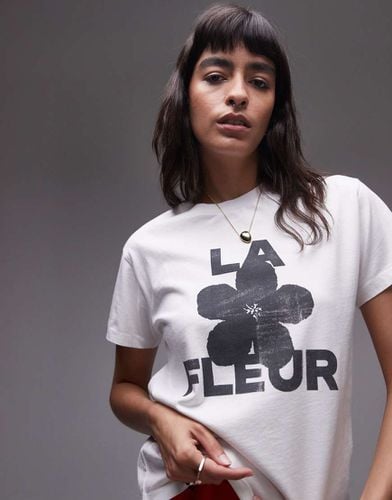 T-shirt ristretta bianca con grafica "La Fleur" - Topshop - Modalova