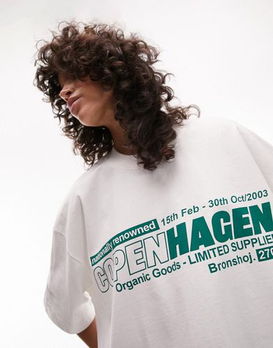 T-shirt super oversize premium bianca con grafica "Copenhagen" - Topshop - Modalova