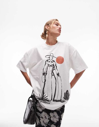 T-shirt super oversize premium bianca con grafica "Ranch Girl" - Topshop - Modalova