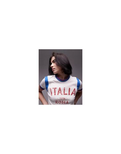 T-shirt squadrata con stampa sportiva "Italia" - Topshop - Modalova