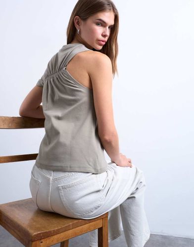 Top asymétrique froncé au dos - Taupe - Topshop - Modalova