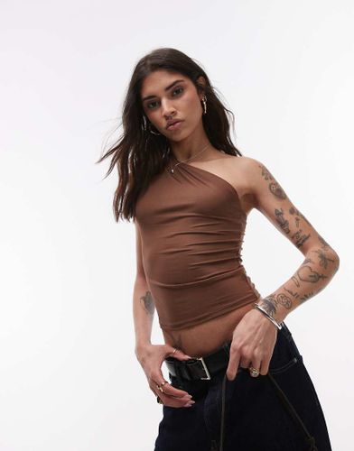 Top asymétrique sans manches à fronces - Topshop - Modalova