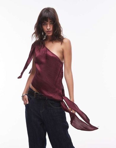 Top bordeaux monospalla con nodo - Topshop - Modalova