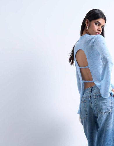 Top en maille à découpes au dos - Bleu - Topshop - Modalova