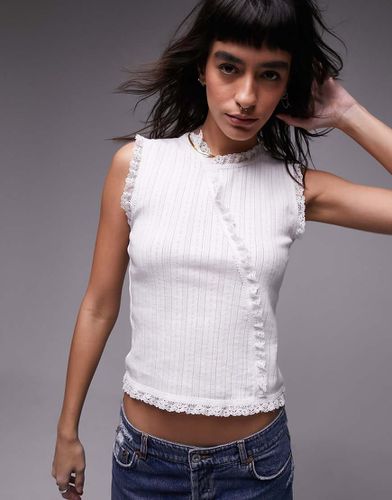 Top senza maniche traforato con volant - Topshop - Modalova