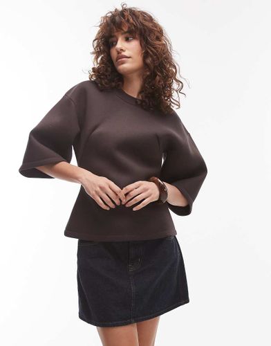 Top structuré à manches courtes en imitation néoprène - Topshop - Modalova