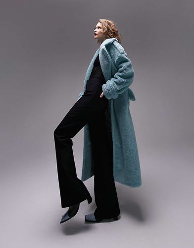 Trench in pile borg color acqua - Topshop - Modalova