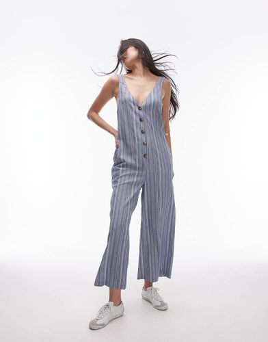 Tuta jumpsuit a righe testurizzata con bottoni - Topshop - Modalova