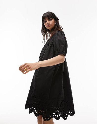 Vestito corto oversize con finiture in pizzo e coulisse - Topshop - Modalova