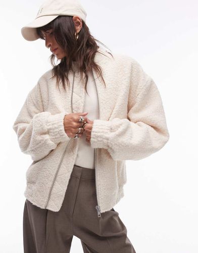 Bomber color crema bouclé - Topshop - Modalova