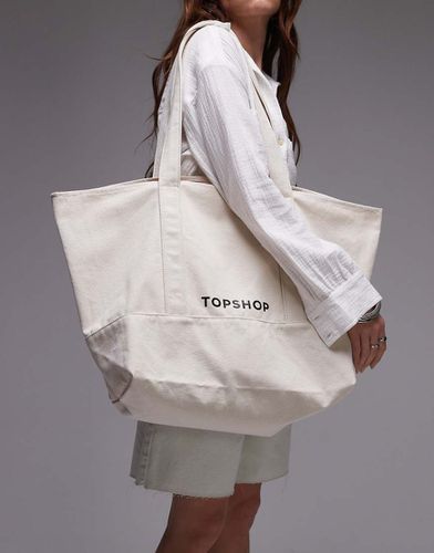 Borsa shopping in tela colore naturale - Topshop - Modalova