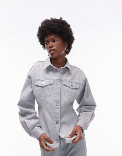 Camicia in denim nuvoloso stretta in vita - Topshop - Modalova