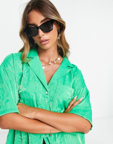 Camicia premium stile resort in raso smeraldo stropicciato in coordinato - Topshop - Modalova