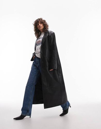 Cappotto taglio lungo in pelle sintetica - Topshop - Modalova