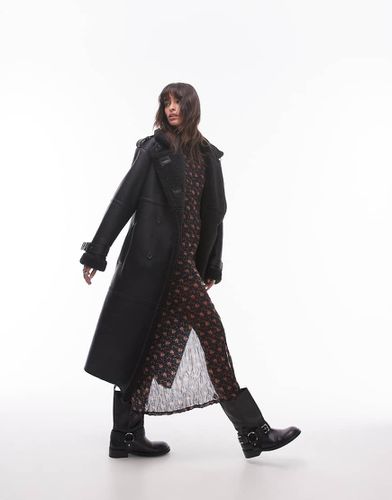 Cappotto oversize stile aviatore in pile borg - Topshop - Modalova