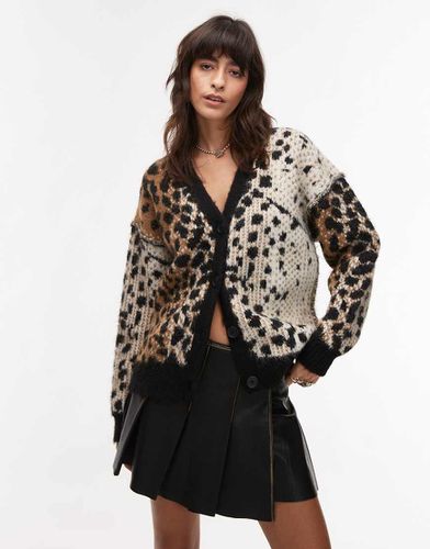 Cardigan oversize con stampa animalier sfumata - Topshop - Modalova