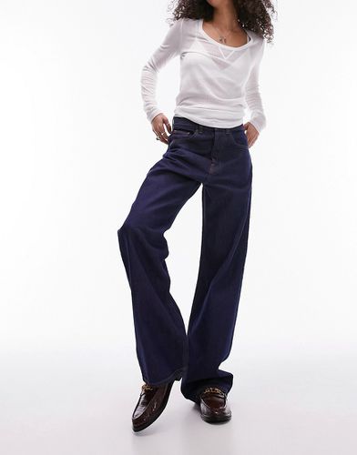 Jeans a colonna grezzi indaco a vita medio alta - Topshop - Modalova
