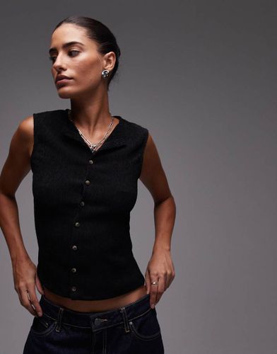 Débardeur boutonné en tissu froissé - Topshop - Modalova