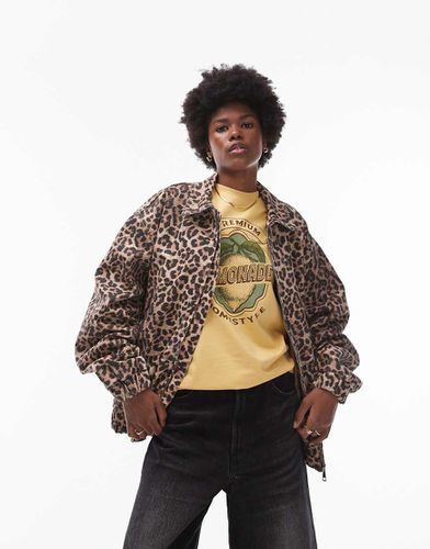 Giacca bomber in cotone con stampa leopardata - Topshop - Modalova