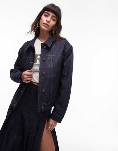 Giacca di jeans squadrata indaco grezzo - Topshop - Modalova