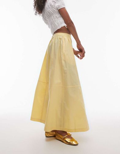 Gonna a ruota midi in popeline limone - Topshop - Modalova