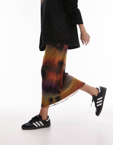 Gonna lunga in rete di jersey astratto tie-dye allacciata in vita - Topshop - Modalova