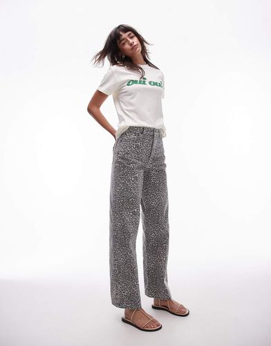 Jeans a colonna con stampa leopardata a vita medio alta - Topshop - Modalova