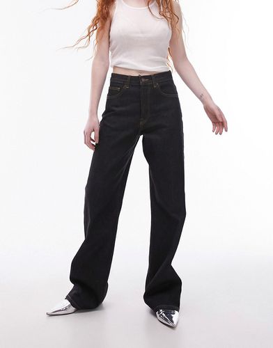 Jeans a colonna grezzi neri a vita medio alta - Topshop - Modalova