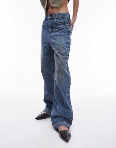 Jeans ampi medio a vita alta con macchie effetto fango - Topshop - Modalova