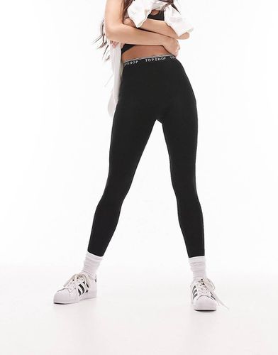 Leggings neri con elastico con logo - Topshop - Modalova