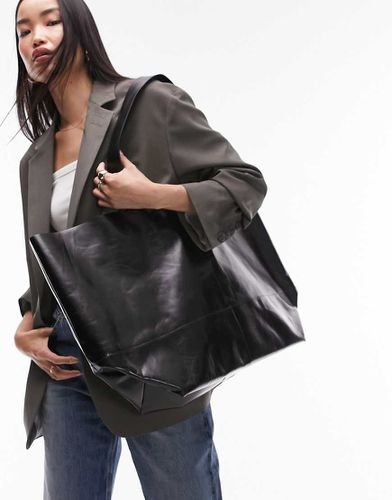 Lucy - Maxi borsa oversize in pelle nera - Topshop - Modalova