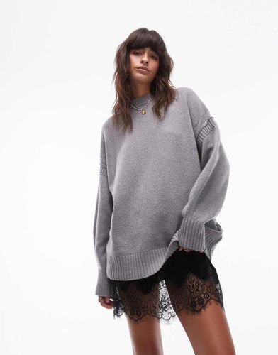 Maglione oversize premium in misto lana con cuciture a contrasto - Topshop - Modalova