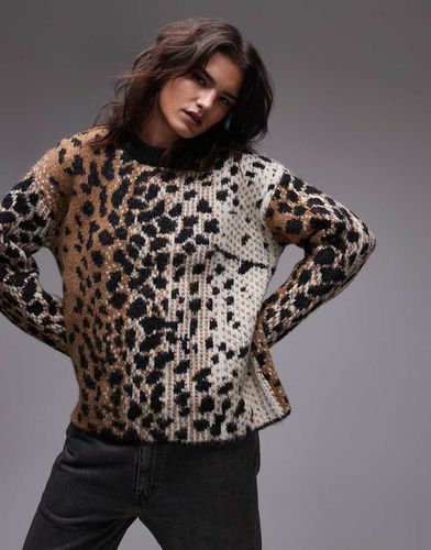 Maglione oversize con stampa animalier sfumata - Topshop - Modalova