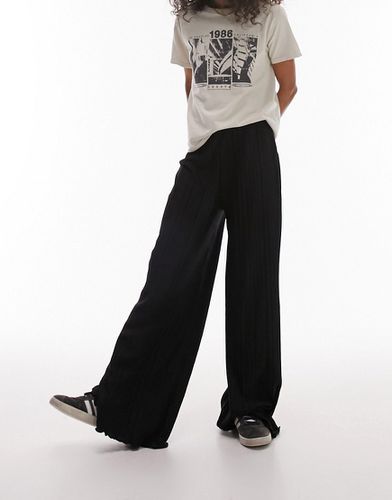 Pantaloni a fondo ampio plissé neri - Topshop - Modalova