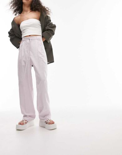 Pantaloni affusolati lilla in misto lino - Topshop - Modalova