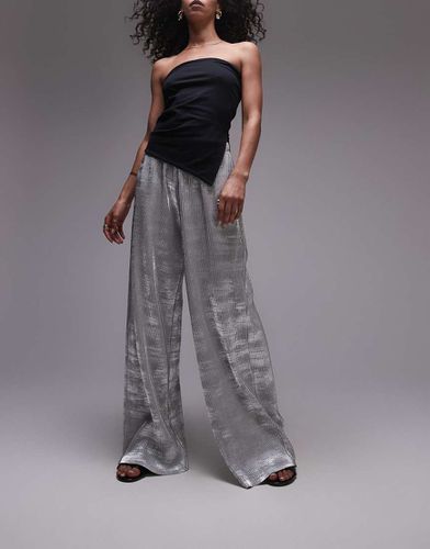 Pantaloni plissé laminato con stampa - Topshop - Modalova