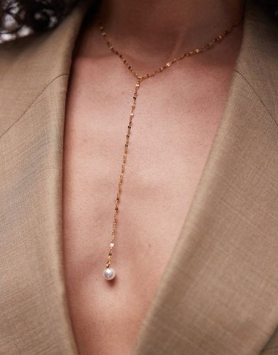 Perry - Collana lariat in acciaio inossidabile dorato con perla - Topshop - Modalova