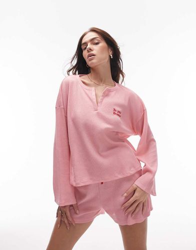 Pink Dreams - Pigiama a maniche lunghe con intaglio cipria - Topshop - Modalova