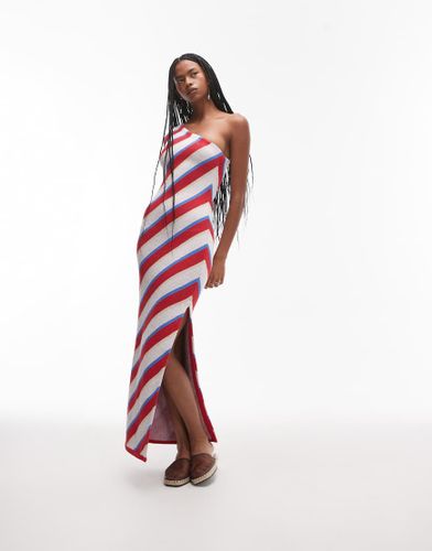 Robe asymétrique longue en maille à rayures - Topshop - Modalova