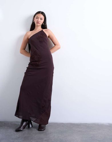 Robe asymétrique torsadée mi-longue à fleurs en relief - Multicolore - Topshop - Modalova