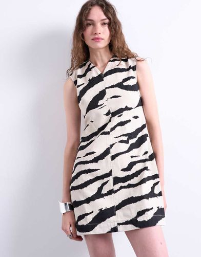 Robe chemise en denim imprimé zébré - Topshop - Modalova