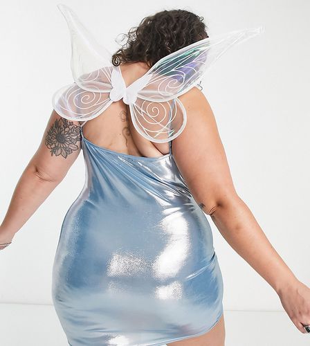 Tammy Girl Plus - Halloween - Vestito corto con spalline sottili celeste metallizzato con ali da fatina - Tammy Girl Curve - Modalova