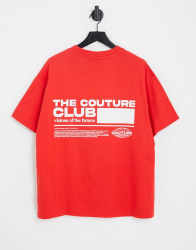 T-shirt oversize rossa con stampa - The Couture Club - Modalova
