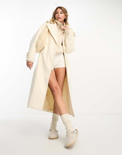 Cappotto cocoon doppiopetto crema in twill - The Frolic - Modalova