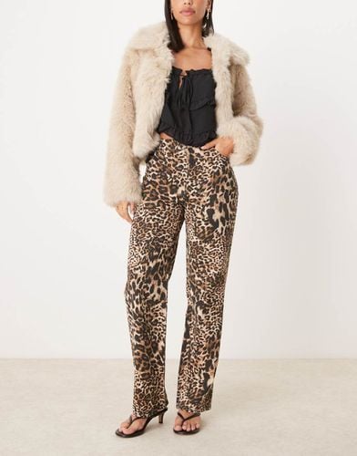 Jeans dritti con stampa leopardata e tasche in pizzo - The Frolic - Modalova