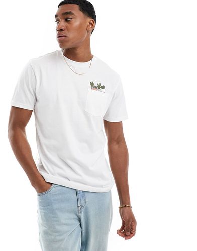 T-shirt bianca con tasca e cactus ricamati - Threadbare - Modalova