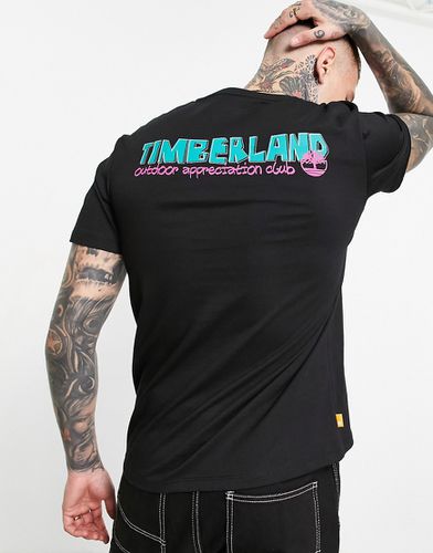 T-shirt nera con stampa stile outdoor sul retro - Timberland - Modalova