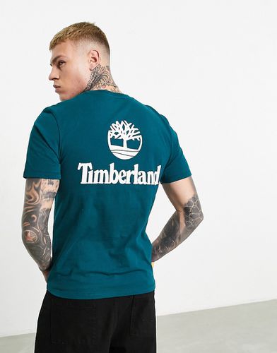 T-shirt verde-azzurra con stampa sul retro - In esclusiva per ASOS - Timberland - Modalova