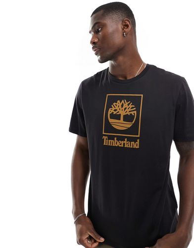 Stack - T-shirt nera con logo - Timberland - Modalova